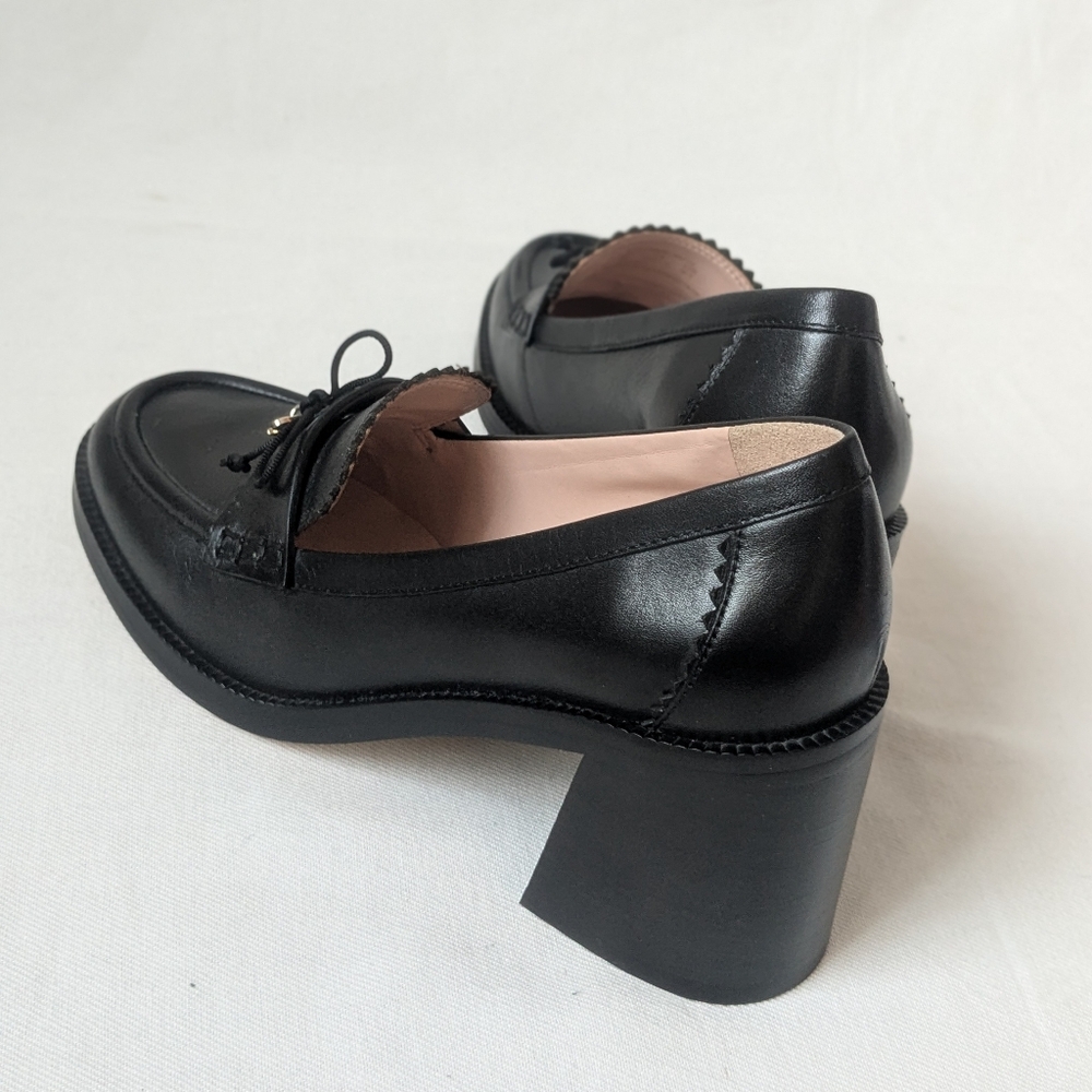 Kate Spade Hattie Black Leather Block Heel Loafer Pumps Sz 6B Like New - Picture 6 of 11